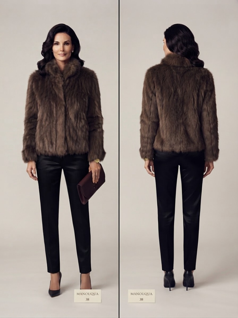 Manouqua Genuine Blue Fox Fur Jacket Coat Luxury Winter Sz 38 S